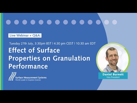 Webinar: The Effect of Surface Properties on Granulation Performance