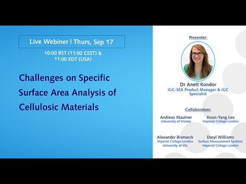 Webinar: Challenges on specific surface area analysis of cellulosic materials
